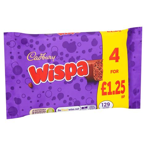 Cadbury Wispa Chocolate Bar 4 Pack Multipack £125 Pmp 948g Bb