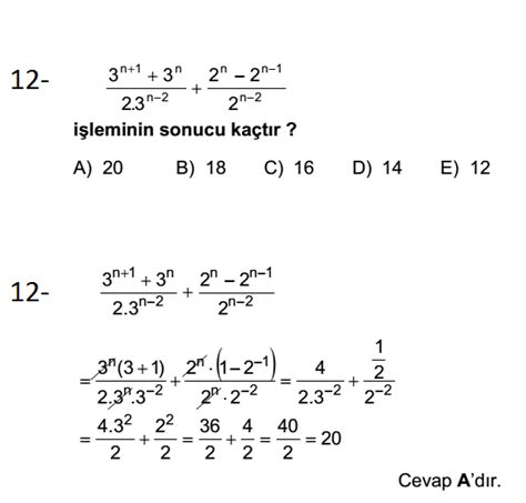 Üslü İfadeler Sınavlarda Çıkmış Çözümlü Sorular 14 →