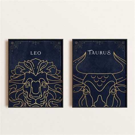 Zodiac Symbols Wall Art Zodiac Animal Signs Design Celestial - Etsy