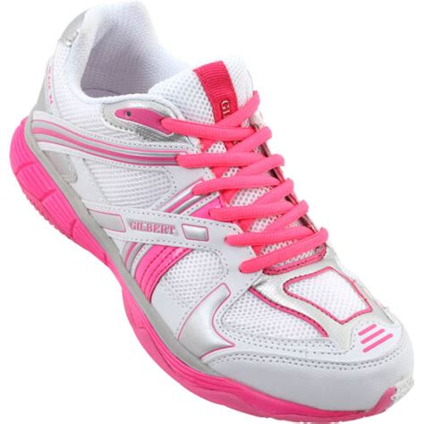 Clearance New Gilbert Blaze X4 Netball Shoestrainers Whitepink Size