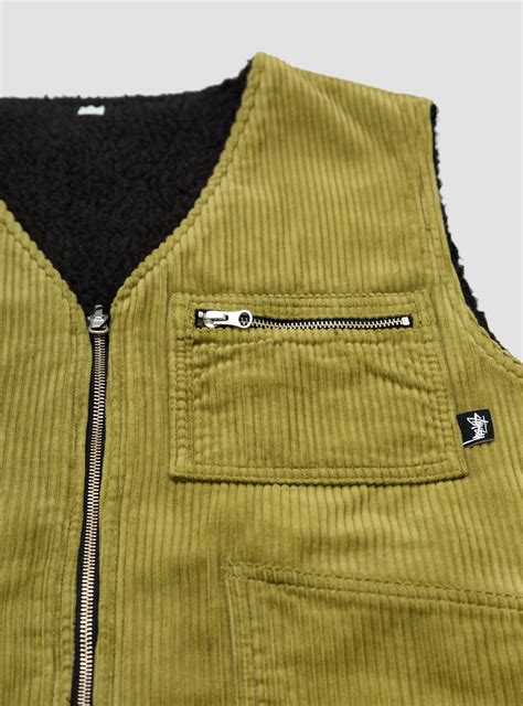 Wide Wale Reversible Vest Green By Stüssy Couverture And The Garbstore