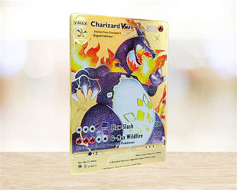 Glurak VMAX Pokemon Gold Metal Card Etsy De