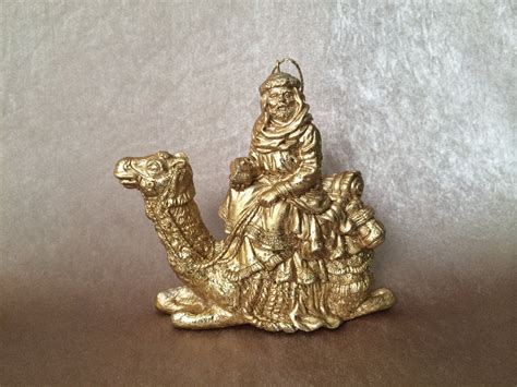 Vintage Ornaments Gold Nativity Set Christmas by DotnBettys