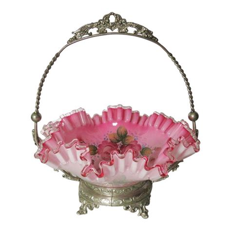 Victorian Silverplate Enameled Brides Basket Chairish