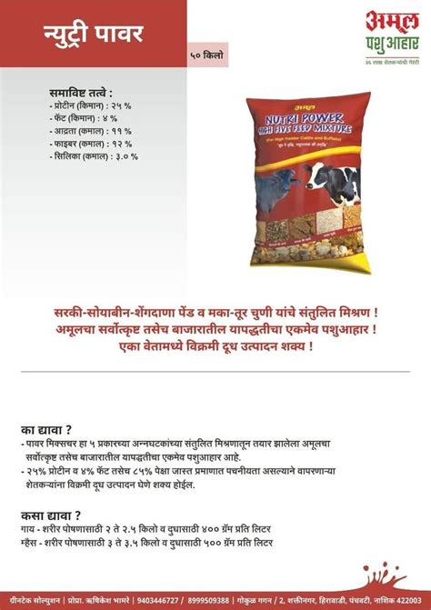 Dry Place Powder Amul Nutri Power Packaging Type PP Bags 50 Kg At