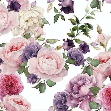 Watercolor Floral Wallpaper Pink Roses Removable Wallpaper Etsy