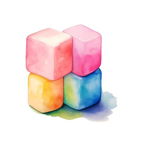 Ilustra O Em Aquarela De Marshmallow Colorido Vetor Premium