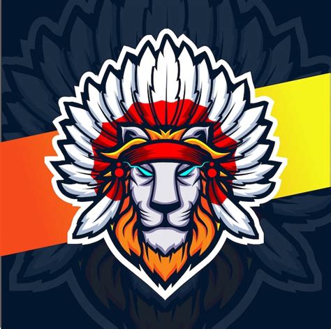 Premium Vector Indian Chief Lion Mascot Esport Logo