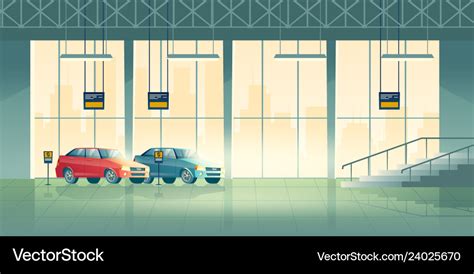 Car Dealer Salon Showroom Interior Cartoon Vector Image