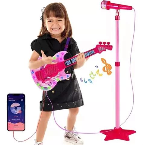 Juguete Set Guitarra Microfono Pedestal Juguete Mp Luces Cuotas Sin