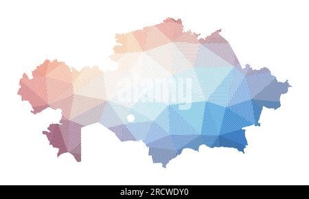 Kazakhstan Map Geometric Style Country Outline Stylish Violet Vector