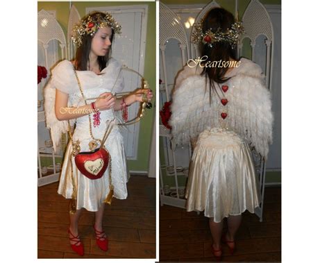 Valentine Cupid Costume Womens Ensemble Wings Vintage Dress Quiver Bow