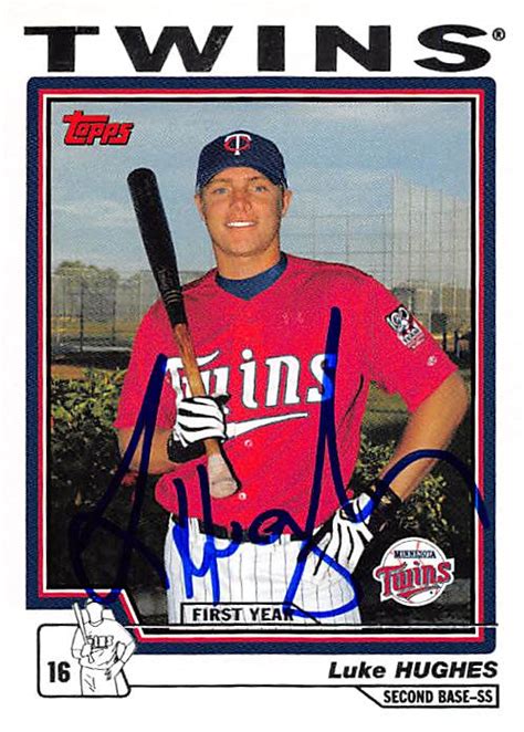 Luke Hughes Autographed Baseball Card Minnesota Twins FT 2004 Topps