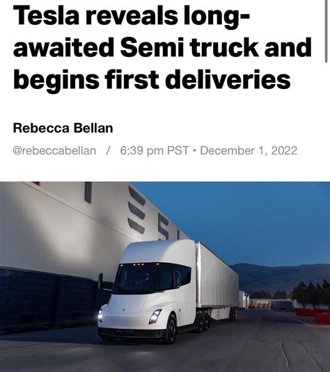 Teslas First Electric Semi Truck Driven Over 500 Miles On One Charge