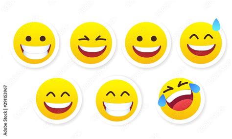 Set Of Social Media Emoji Emoticon Sticker Vector Illustration Set Of Emoticons Stock Vector