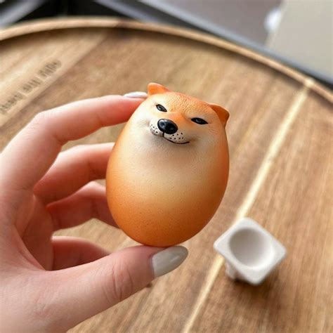 Creative Shiba Inu Realistic Egg Shape Resin Desk Decor Desk Ornament