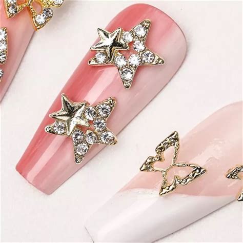 10pcbag Hollow Star Rhinestones Alloy Nail Decoration Shinny Nail Art