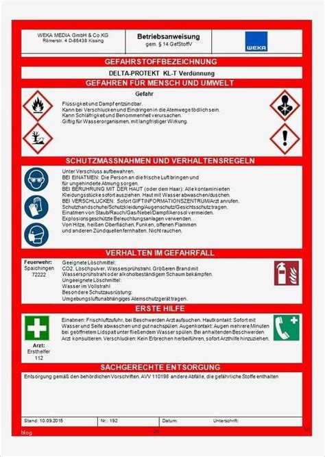 Vorlage Betriebsanweisung Gefahrstoffe Schön Gefahrstoff Manager