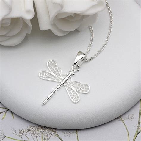 Sterling Silver Dragonfly Pendant Dragonfly Necklace Etsy