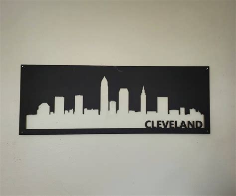 Cleveland Ohio Cityscape Metal Wall Hanging - Cleveland Skyline silhou ...