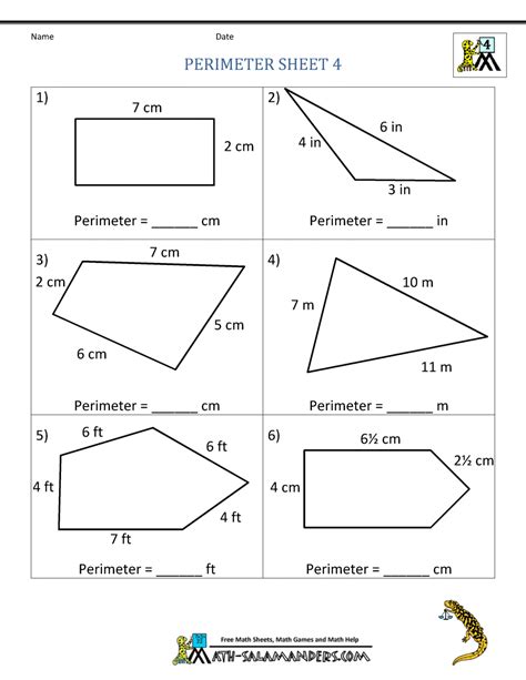 Area Perimeter Worksheet 4th Grade