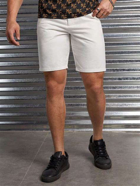 Manfinity Homme Men Cotton Solid Slant Pocket Shorts Shein Usa