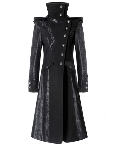 Punk Rave Black Dragon Womens Coat Long Jacket Gothic Steampunk Hooded Trench Steampunk Jacket