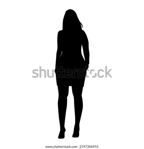 Vector Silhouette Standing Woman Beautiful Plus Stock Vector Royalty