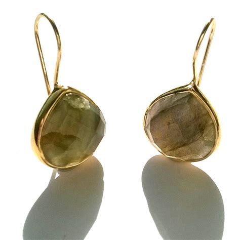 Labradorite Earrings Oval Drop Gold Earrings By Amara Amara