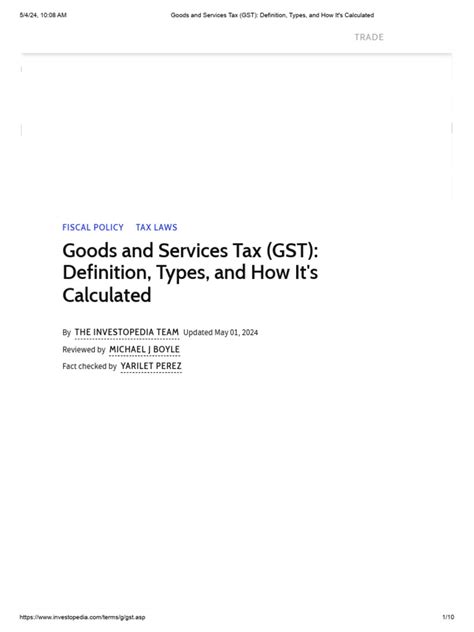 Goods And Services Tax Gst Definition Types And How Its Calculated Pdf Value Added