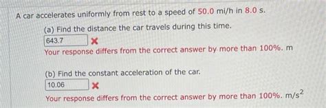 Solved A Car Accelerates Uniformly From Rest To Speed Of Chegg