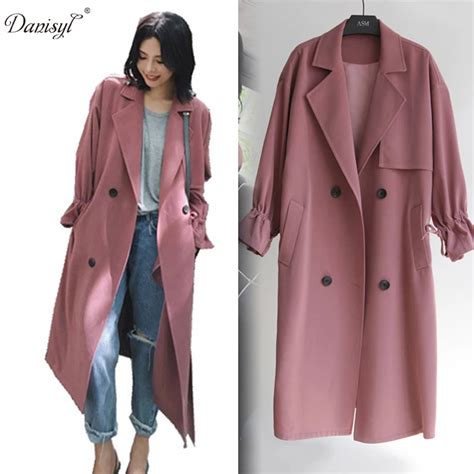 Womens Spring Autumn Plus Long Suit Collar Trench Coat X Long Casual