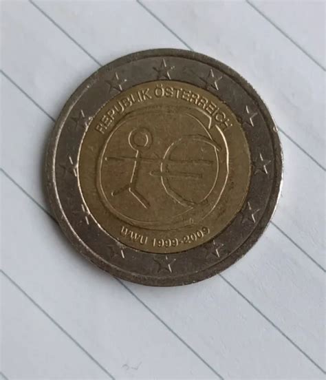 2 EURO MÜNZE Strichmännchen WWU 1999 2009 Republik Österreich EUR 9