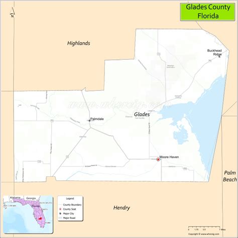 Map of Glades County, Florida showing cities, highways & important places. Check Where is Glades ...