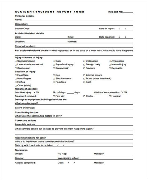 Free Incident Report Forms In Pdf Ms Word Excel Reportform Net