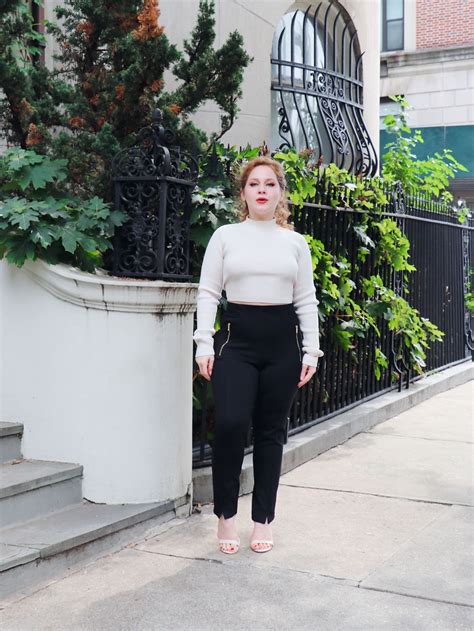 Lillee Jean In Manhattan Wearing White Turtleneck Top Black Zipper