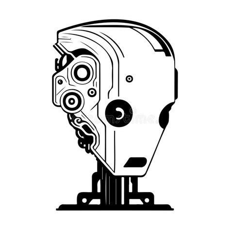 Face Robotic Icon Hand Draw Black Colour Artificial Logo Symbol Perfect