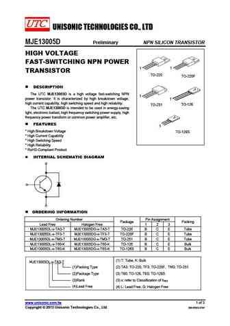 13005 Datasheet and Replacement, Transistor Equivalent Finder, Cross ...