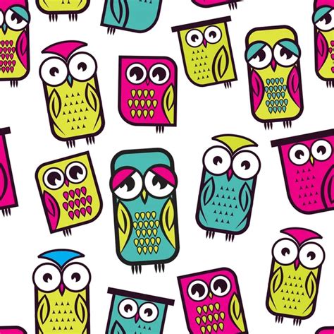 Seamless And Colourful Owl Pattern — Stock Vector © Alisafoytik 10377805