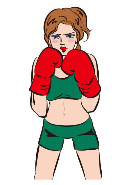 Boxing Woman White Background Illustrations Royalty Free Vector