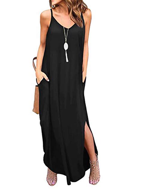 Lelinta LELINTA Womens Spaghetti Strap Maxi Dresses Pockets Casual