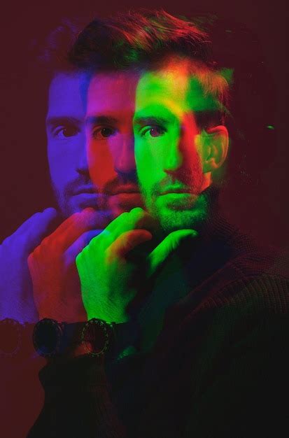 Premium Photo Man Face And Double Exposure With Portrait Fashion With