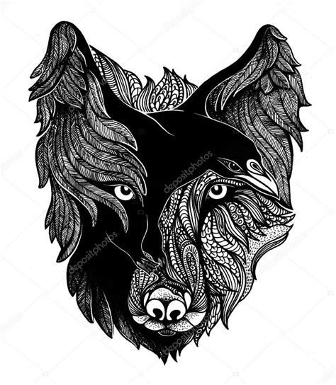 Wolf and raven art | Wolf and Raven Art Illustration — Stock Photo © Apolinarias #109416324