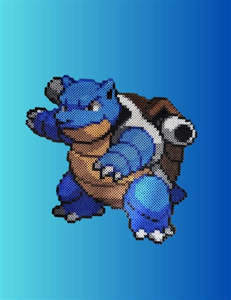 Pokemon Inspired Blastoise Pixel Perler Bead Craft Figure Etsy