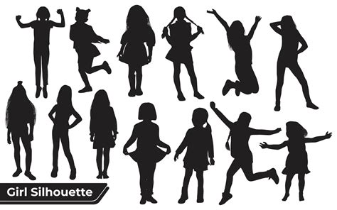 Collection of Young Girl silhouettes in different positions 4813703 ...