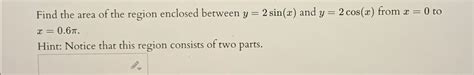 Solved Find The Area Of The Region Enclosed Between