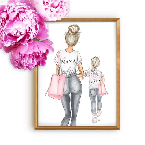 mommy and me art, girly art, girly print, little girl, mom print, girls ...