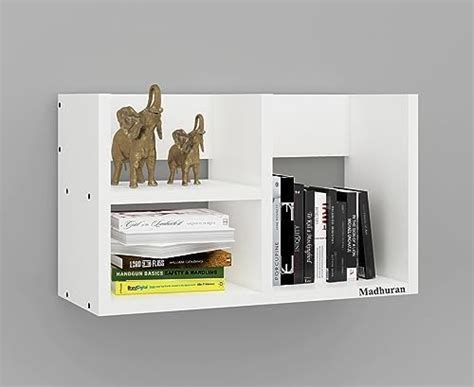 Madhuran Engineered Wood Wall Mounted Books Shelf Racks Stands Tier 3 Matte White Multipurpose