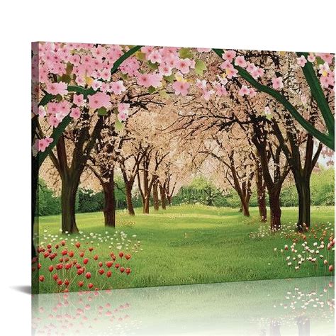 Nawypu Cherry Blossoms Line Path Canvas Art Home Art