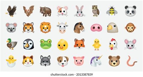 Set Animal Faces Face Emojis Stickers Stock Vector (Royalty Free ...